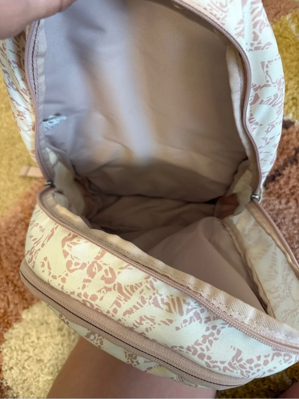 Nike Backpack Cream Pink Abstract Print Mesh Pocket Bookbag School Travel Gym